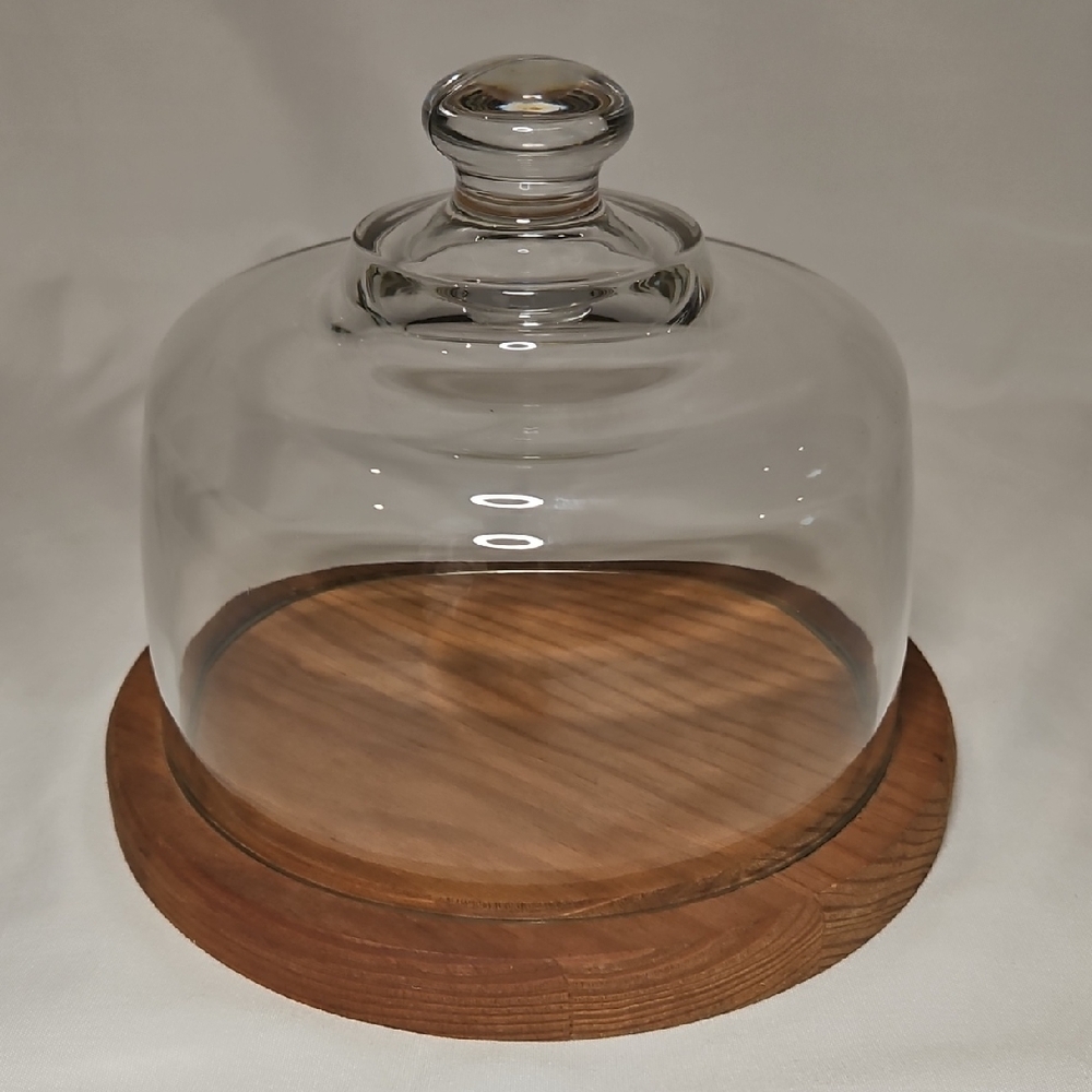 Clear Glass Cloche with Wooden Base